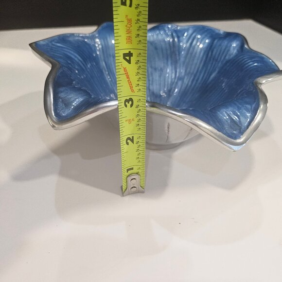 Julia Knight Lily Shaped 8" Serving Bowl Silver/Azure Blue Like New! - Picture 9 of 10
